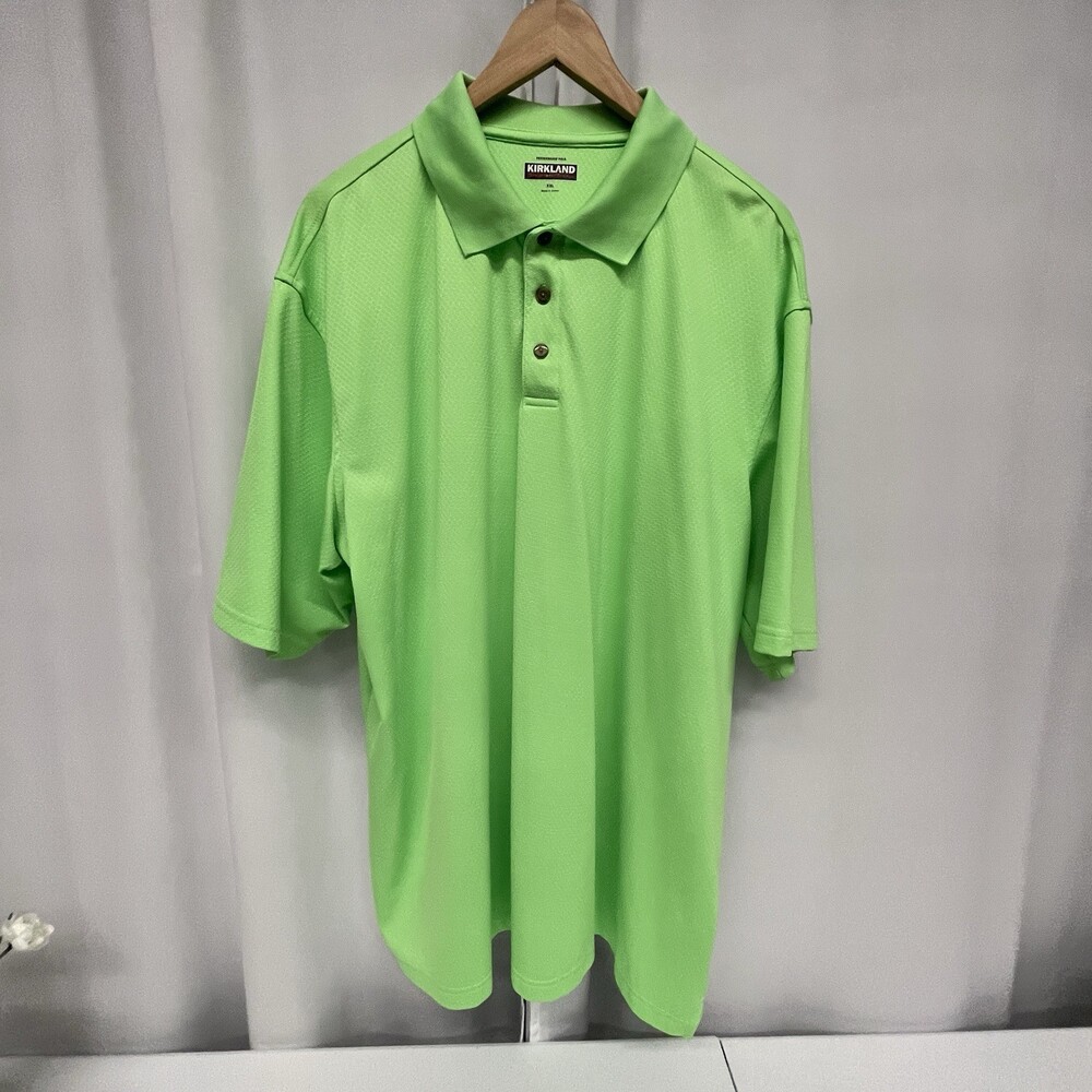Kirkland Signature Performance Polo Shirt Men’s Green Stretch Golf Short Sleeve